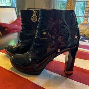 Tory Burch Whitney Patent Black Bootie